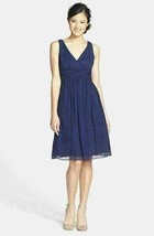 Donna Morgan &#39;Jessie&#39; Twist Waist Chiffon Dress Sz 8 Navy - $66.53