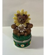 1999 Claire&#39;s Mamma Baby Daisy Teddy Bear Trinket Box Hinged Lid Keepsake - $7.61