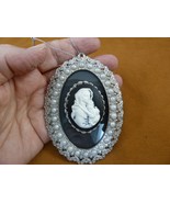 cm192-10 Madonna with baby black white CAMEO silver tone + faux pearl or... - $48.68 CAD