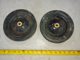 22QQ00 STEEL WHEELS WITH HARD RUBBER TIRES, SOME RUST: 7-1/2&quot; DIAMETER, ... - $6.73
