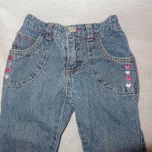 Blue Jeans Denim Hearts Embroidered Size 18 Months Girls Pink - £7.85 GBP