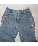 Blue Jeans Denim Hearts Embroidered Size 18 Months Girls Pink - £7.96 GBP
