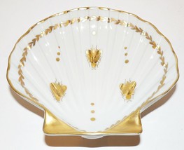 Lovely Vintage Limoges France Porcelain Gold BEE/INSECT Shell Shaped Dish - $38.60