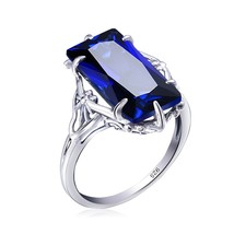 100% Handmade Sterling Silver 925 Big Sapphire Ring For Women Classic With Stone - £38.38 GBP