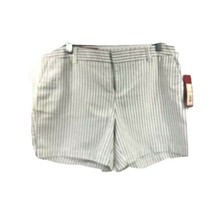 Merona Juniors Chino Shorts Gray Navy Blue Striped 100% Cotton Size 14 5&quot; Inseam - £15.72 GBP