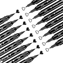 Black Acrylic Paint Pens 8 Pack Brush Tip and Fine Tip Dual Tip Black Paint Mark - £22.66 GBP