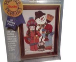 Bucilla Needlepoint  #2001 Winter&#39;s Children Snowman 5&quot;X7&quot; Picture Perfect - $6.79