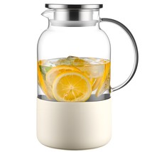 Cold Glass Pitcher with Lid and Handle and Silicone Base 61oz/ 1.8L ( ye... - $15.74
