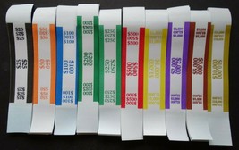 300 Mixed $25 to $10,000 Cash Money Self-Sealing Straps Currency Bands - £7.20 GBP