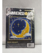 1997 Dimensions Mini Needlepoint  5&quot;X5&quot; Moon Dreamer  7173 INCOMPLETE - £7.79 GBP