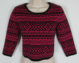 Forever 21 Cropped sweater ¾ length sleeves Cotton Pink &amp; Black Womens S... - $5.89
