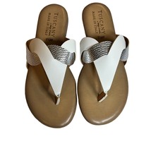 Tuscany by Easy Street Women&#39;s Abriana Sandals White Silver Size 7.5 New - £30.04 GBP