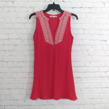 Solitaire Dress Womens XS Red Embroidered V Neck Sleeveless Lined Aztec Mini - £12.73 GBP