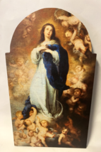 Immaculate Conception  12&quot; Arched Wood Plaque, New - £18.92 GBP