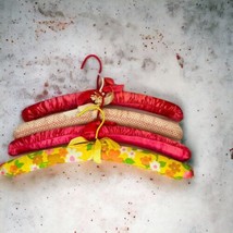 Satin Padded Hangers - Set of 4 - Hot Pink, Yellow Floral, Red White Polka dot - £9.07 GBP