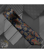 Luca Franzini 100% Silk Navy Blue Paisley Silk Skinny Pointed Necktie Tie - £15.93 GBP
