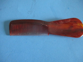 VINTAGE COMB &amp; SHOE HORN BROWN CELLULOID PERFECT FOR PURSE/SUIT CASE 5-1... - $4.46