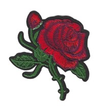 Rose Iron On Patch 2.5&quot; Red Flower Love Symbol Embriodered Applique New - £2.95 GBP