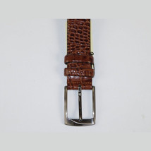 Men Genuine Leather Belt PIERO ROSSI Turkey Soft Crocodile print 1014 Cognac image 2