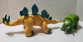 2011 Mattel 15&quot; Stegosaurus 9&#39;&#39; Triceratops Dinosaurs Fisher Price Poseable Toy  - £18.35 GBP
