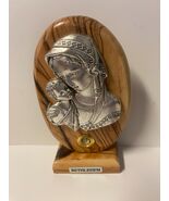 Bl Mother with Child Pewter Image set on Wood 5&quot;, New from Bethlehem#HLY... - $292.08 MXN