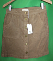 Tory Burch Brown Snap Front Lucitano Beach Wood 912 Mini Skirt Size Women's 0 - £146.21 GBP