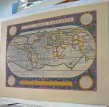 Vintage 1590 World Map Print by Abraham Ortelius 21 1/2&quot; x 19 1/2&quot; - $1,040.78 MXN
