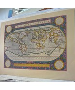 Vintage 1590 World Map Print by Abraham Ortelius 21 1/2" x 19 1/2" - $56.43