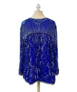 Vintage Sequin Beaded Top Womens Size 20 Cobalt Blue Silver Dressy 3/4 S... - €29,75 EUR