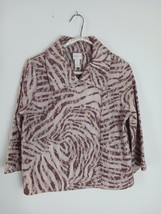CHICO&#39;S Zebra Lace Zee Cardigan Sweater Brown/Cream Size 1= Size S - $273.27 MXN