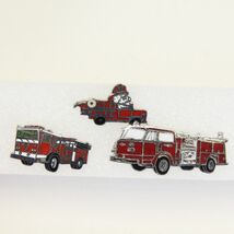 Vintage Fire Truck Enamel Tie Tac &amp; Lapel Pin Lot of 3 Firefighter Colle... - $15.67