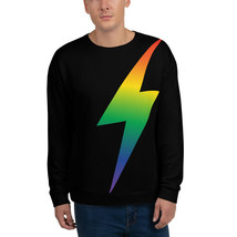65 MCMLXV Unisex Black Rainbow Thunderbolt Print Sweatshirt - £51.80 GBP