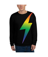 65 MCMLXV Unisex Black Rainbow Thunderbolt Print Sweatshirt - £52.08 GBP