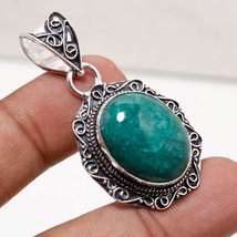 Green Moonstone Vintage Style Gemstone Handmade Pendant Jewelry 1.80" SA 2162 - £5.98 GBP