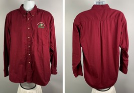 Grolsch Dutch Beer Button Front Shirt Mens XL Cotton Maroon Red Embroidered - $29.65