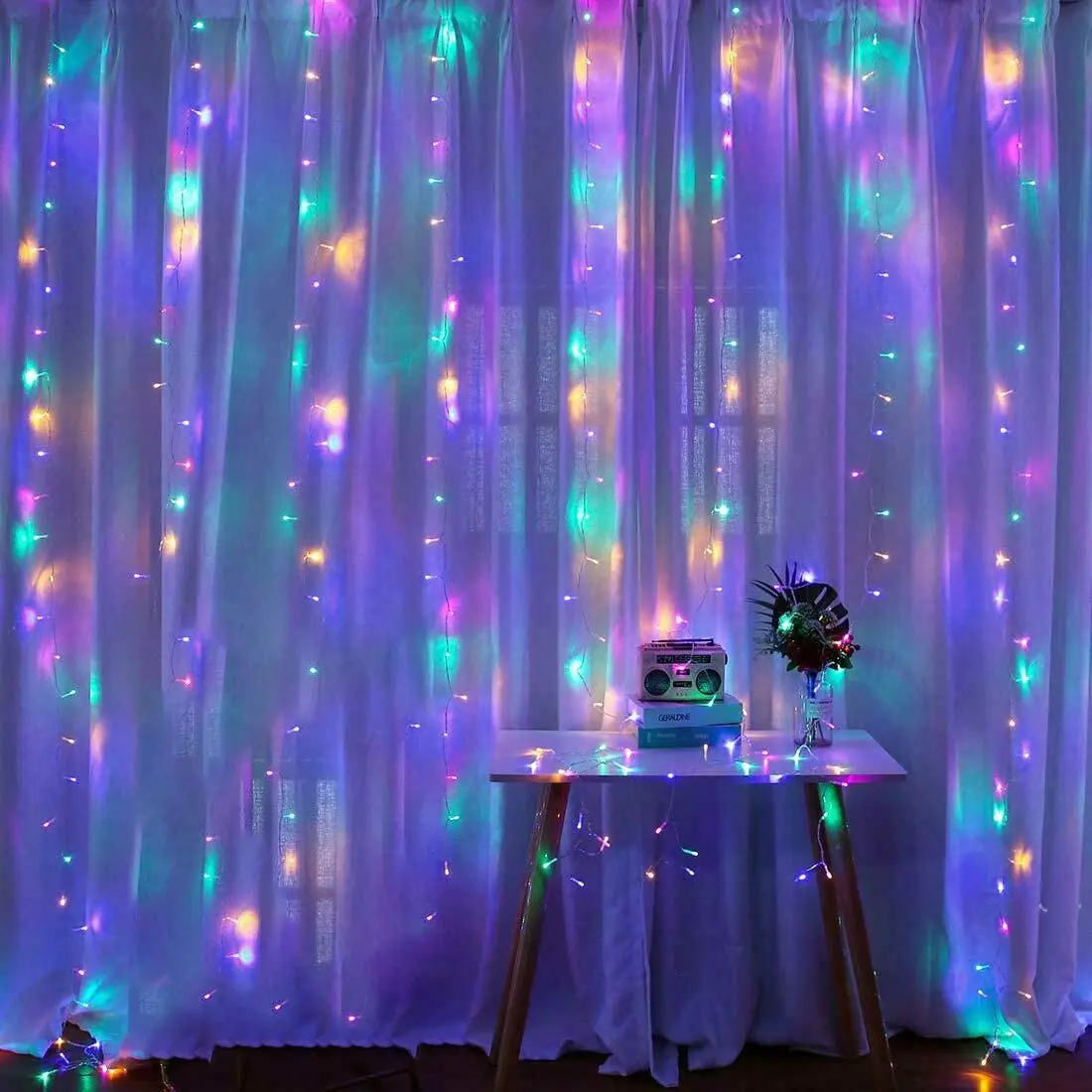 EU/US  LED Gar Curtain Light String Festoon Window Fairy Lights for New Year EVE - £154.52 GBP