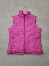 Lands End Down Puffer Vest Womens M 10-12 Berry Pink Quilted Full Zip Sleeveless - £21.18 GBP