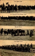 RARE WWI MILITARY POSTCARD- SCENES OF VARIOUS ARMY CORPS IN TRAINING  BK68 - $14.85