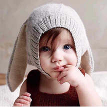 Infant Knitted Baby Hat Adorable Rabbit Long Ear Hat - £12.05 GBP