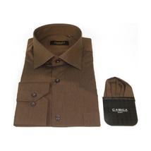 Mens Shirt Hankie By CASILA Turkey Cotton Blend Long Sleeves 501770-08 Brown image 4