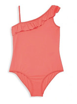 NWT Milly Minis Girl&#39;s Pink Shoulder Ruffle One Piece Swimsuit Swim Size 14/16 - $54.44