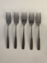 International Stainless SERENATA Lot of 5 Dessert Forks Black Accents 6 3/8&quot; - £19.64 GBP