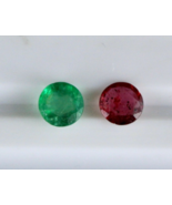 Natural Emerald Ruby Round Cut 2 Pcs 2.25 Carats Gemstone Designing Ring... - €656,98 EUR