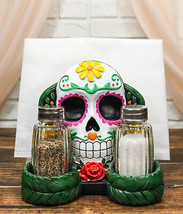 Sugar Skull Day Of The Dead Gothic Rose Salt Pepper Shakers Napkin Holde... - £21.98 GBP