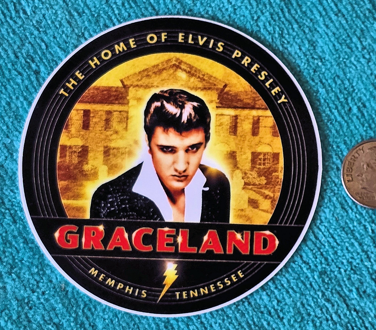 ELVIS PRESLEY - &quot;GRACELAND&quot; HOME OF THE KING! STICKER / DECAL  RARE &amp; VE... - $3.91