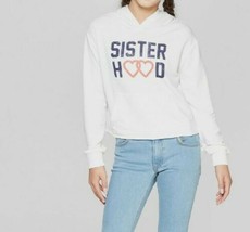 art class &quot;Sister Hood&quot; Graphic Girl Long Sleeve White Cropped Hoodie M(7/8) - £12.16 GBP
