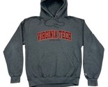 Champion Virginia Tech Hokies Gray Hoodie MEDIUM Stitched Spellout Pullover - $28.59