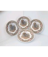 Queens Myott Factory Thanksgiving Set Of 4 Side Plates Set Turkey 8&quot; Chu... - £45.07 GBP