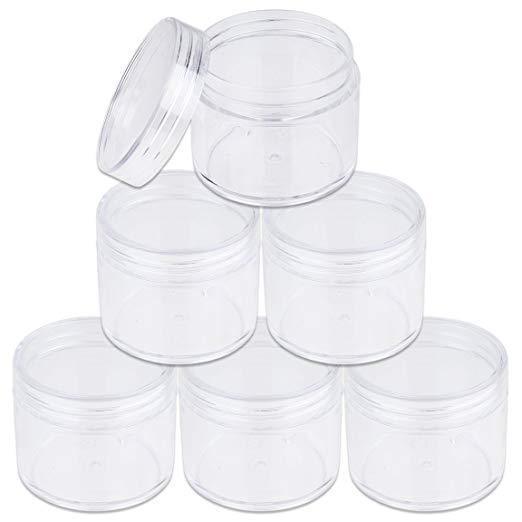 6 Pieces 2Oz/60G/60Ml Hq Acrylic Leak Proof Clear Container Jars W/Clear Lid - $20.89