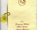 1971 Restaurant Writers Awards Banquet Menu Beverly Hilton California - £31.79 GBP